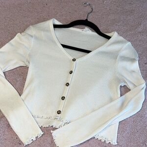 Ribbed Button-Up Top